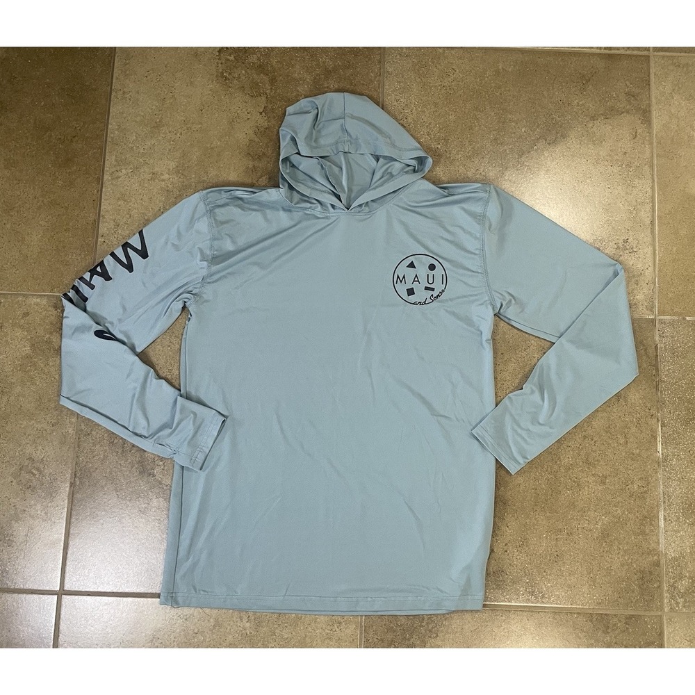 Maui And Sons Men's S Performance Hoodie Blue UPF 30+ Long Sleeve Shirt